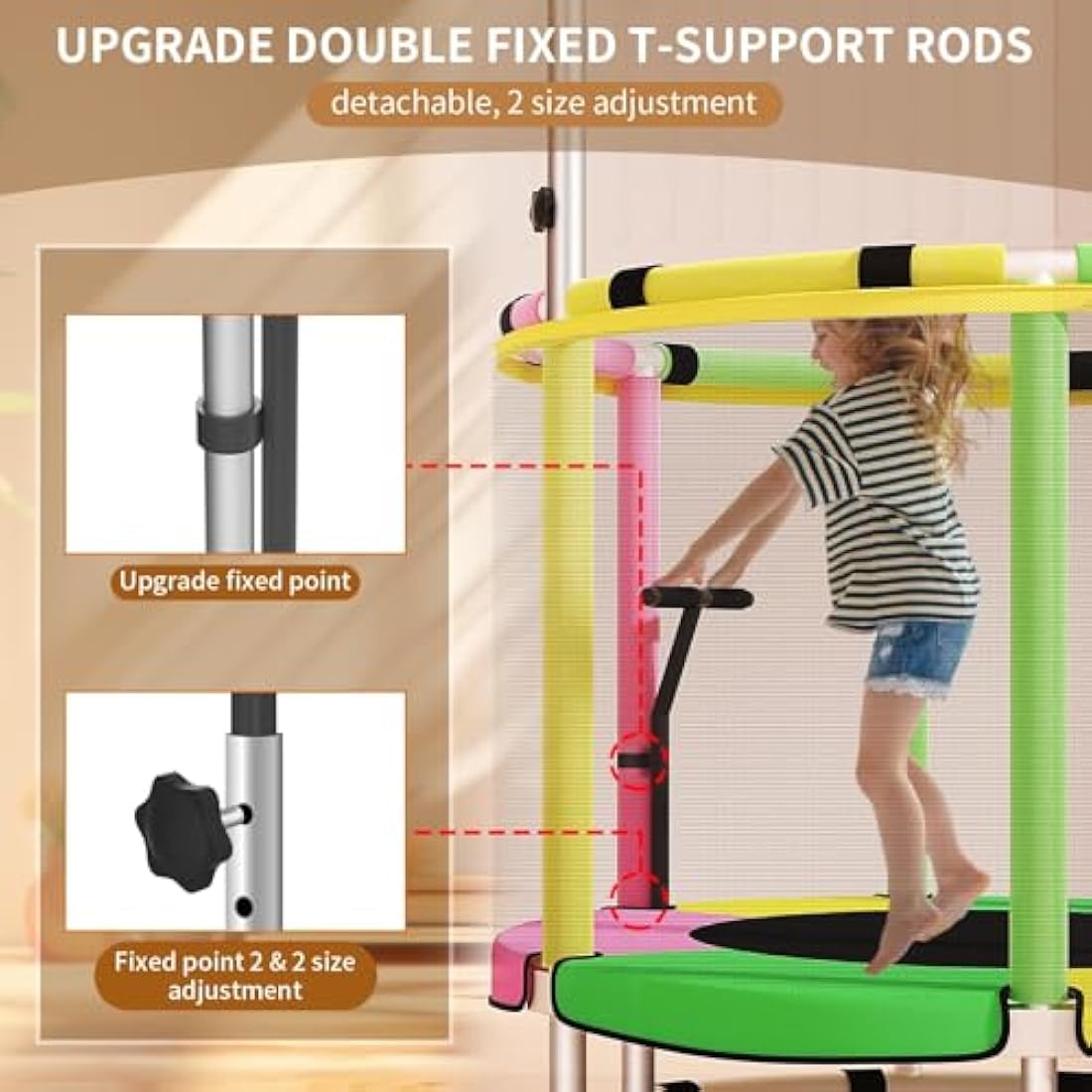 Trampoline for Kids, Adjustable Baby Toddler Trampoline