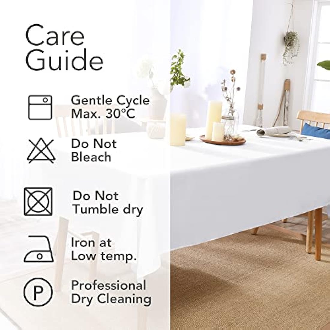 Deconovo Christmas Decorations Home Decorative Oxford Wipeable Tablecloth Rectangle Water Resistant Tablecloth for Party 130x130cm(51x51in) White