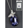 Equilibrium Teardrop Butterfly White Gold Pl Necklace Purple