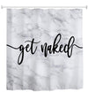 goodbath Marble Shower Curtain, Get Naked Waterproof Anti Mould Fabric Shower Curtains for Bathroom, 180 x 180cm, White Black