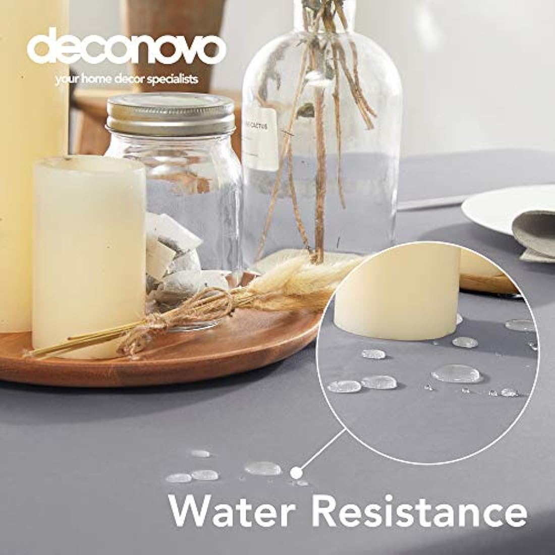 Deconovo Home Decorative Oxford Fabric Water Resistant Tablecloths Rectangular Tablecloth Wipe Clean Tablecloth for Garden Table 59x95in(150x240cm)