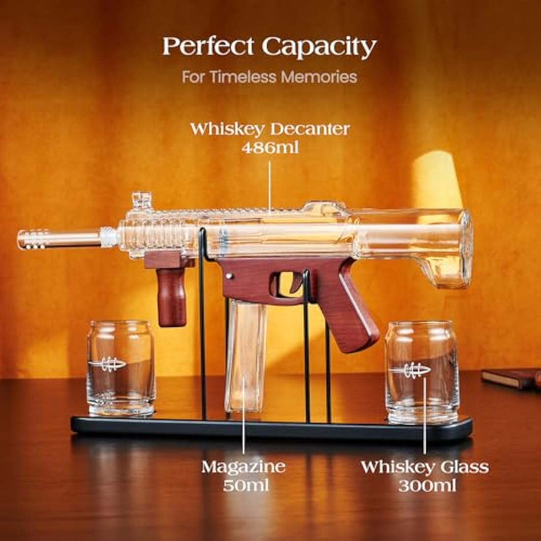 Gifts for Men Dad, Kollea Gun Whiskey Decanter Set-Limited Edition, Liquor Decanter with Bullet Shot Glass, Cool Anniversary Birthday Gift for Him Husband, Military Present for Home Bar Drinking