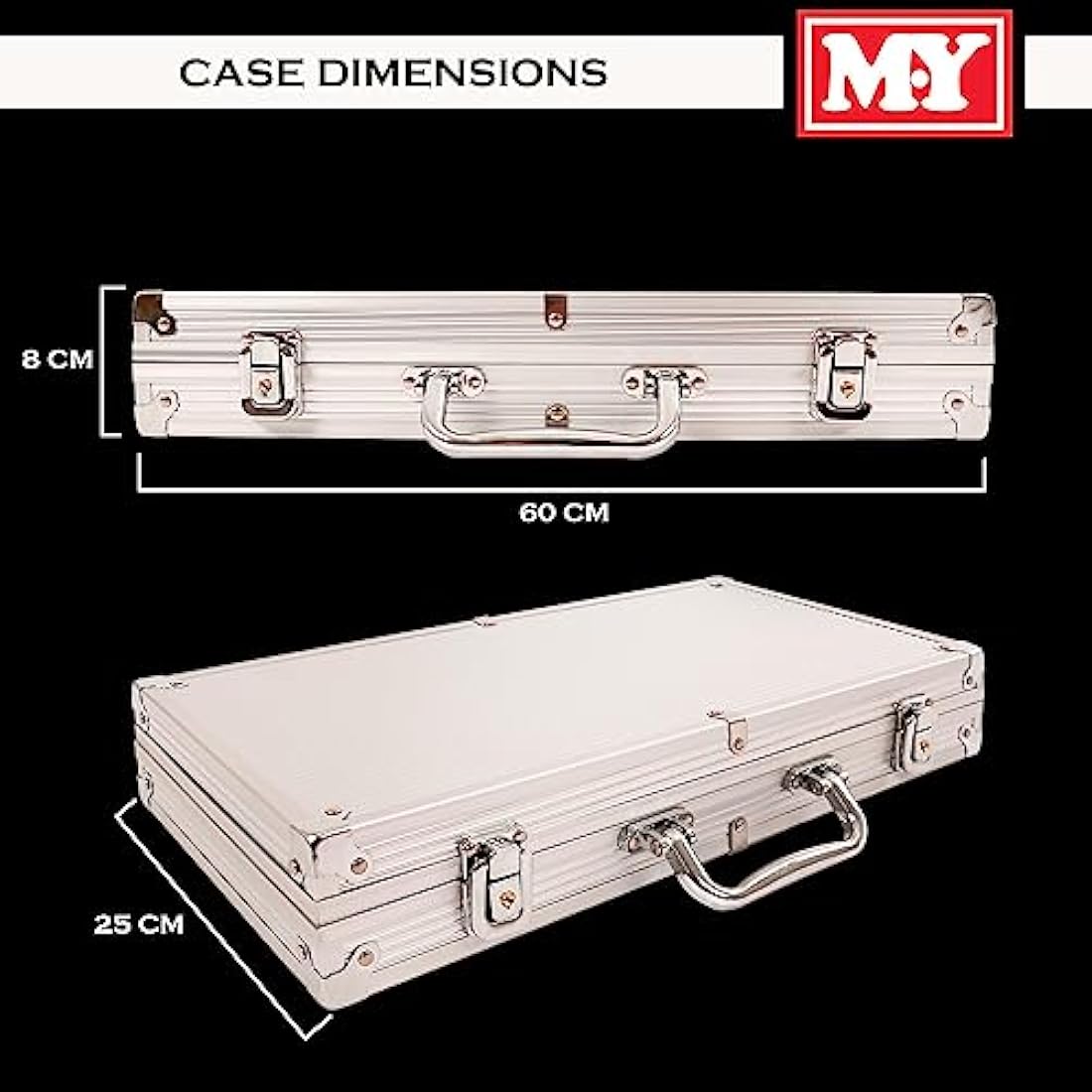 M.Y Texas Hold'em Poker Set - 500 Piece Set in Aluminium Case with 11.5g Heavyweight Poker Chips 2 Decks of Playing Cards Dealer Big Blind and Small Blind Buttons and 5 Dice