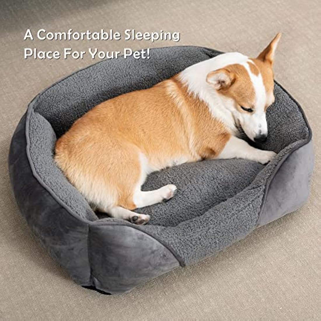 MIXJOY Extra Extra Large Dog Bed Washable, XXL Dog Bed Low Front Edge Bed Non-Slip Bottom Soft Pet Bed, Calming Pet Bed For Labrador, Golden Retriever, Grey, 107x76x25 cm