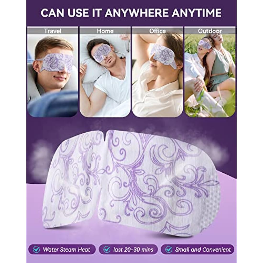 Steam Eye Mask 30 Packs Warming Eye Mask Self Heating Eye Mask Sleep Mask Heated Eye Mask for Dry Eyes Fatigue Great Gift for Students Adult