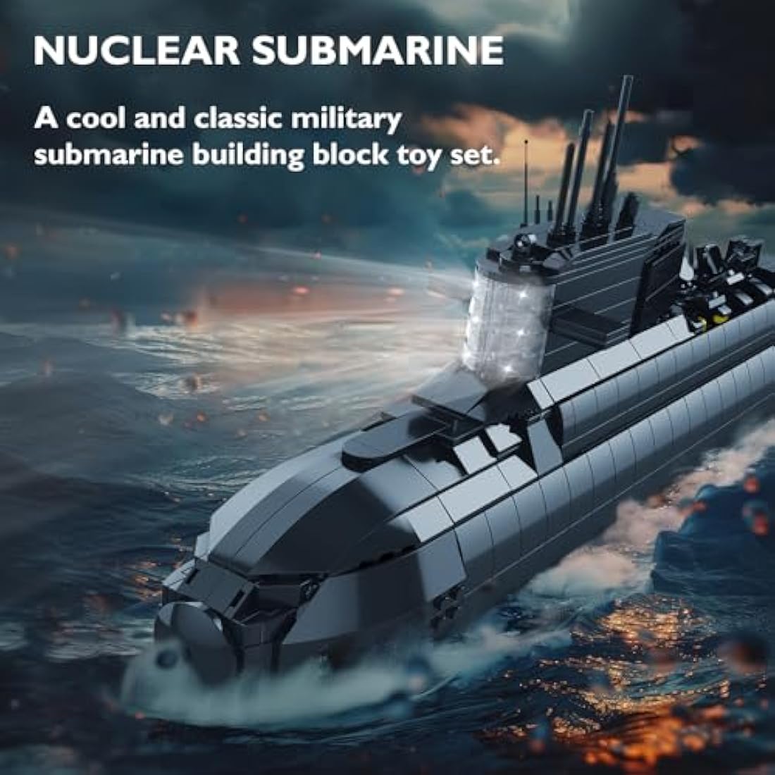 JMBricklayer Nuclear Submarine Building Blocks Sets with Lights, Military Type-094 Submarine Model Kits, WW2 Collectible Battleship Construction Toys Decor, Gifts for Adults Boys Teens 14+