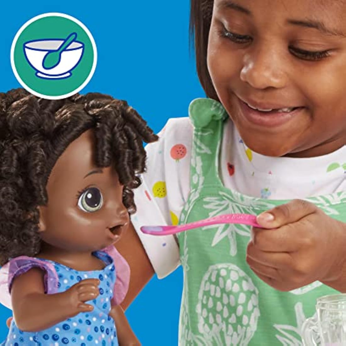 Baby Alive Magical Mixer Baby Doll Blueberry Blast with Blender Accessories, Drinks, Wets, Eats, Black Hair Toy for Children Aged 3 and Up