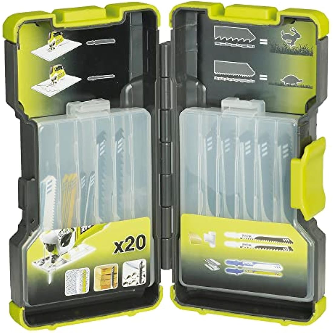 Ryobi RAK20JB Jigsaw Blade Set for T-Shank Jigsaws, 20 Piece