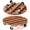 2 Pack Plant Caddy Wooden Plant Stand with Wheels 12 Inch-30 CM Round Plant Roller with Metal Lockable Caster Wheels Heavy Duty Rolling Plant Stand Plant Dolly