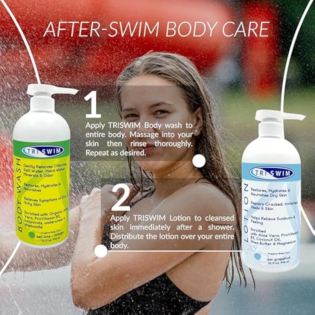 TRISWIM Skin Regenerating Body Lotion | After Swim Care | Body Moisturiser For Dry Skin | Magnesium Enriched | Moisturizing After Pool Vegan Body Lotion For Swimmers | Moisturiser Body (946 ml)
