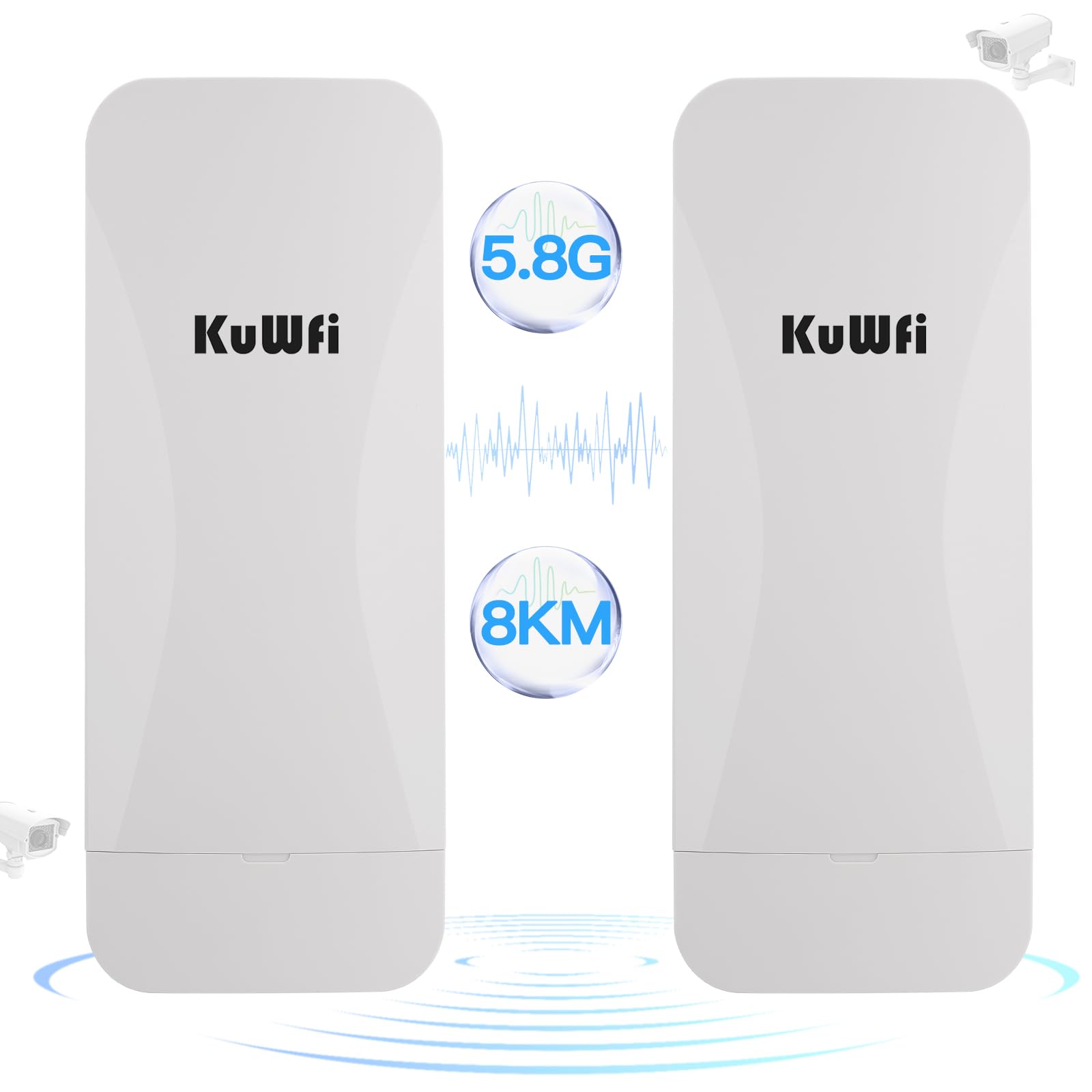 KuWFi Gigabit Wireless Bridge Outdoor, 8KM 5.8G Long Range Point to Point WiFi Bridge, 18dBi High Gain Antenna Ethernet Bridge with 100/1000 LAN Port,