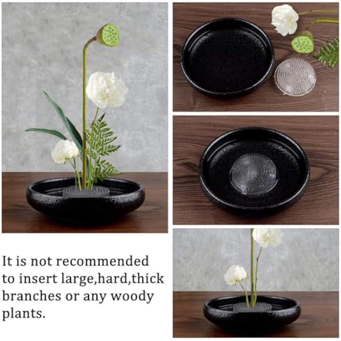WANDIC Flower Frog, 2 Pcs Round Clear Plastic Ikebana Kenzan Frog Japanese Holder with 3 Suckers for DIY Craft