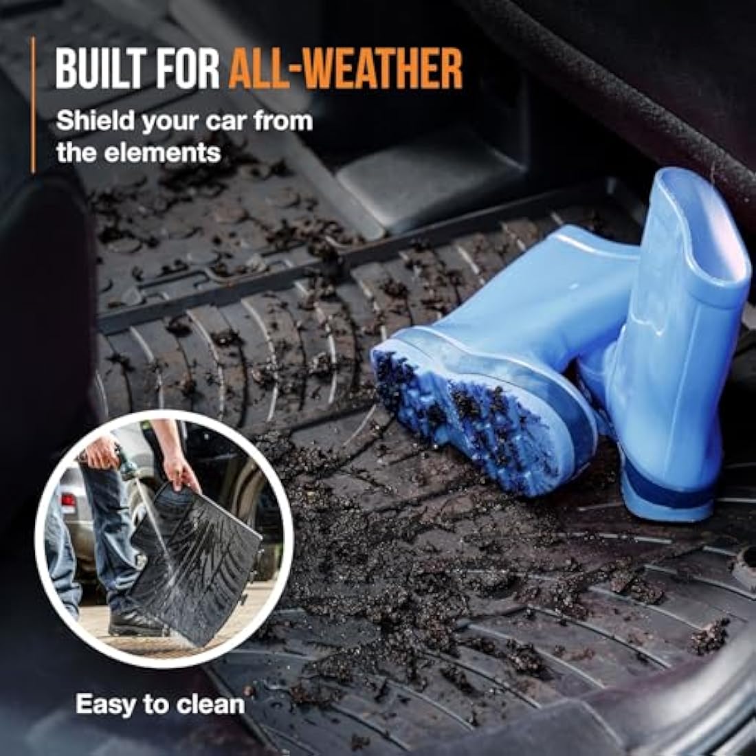 TRAVALL Rubber Car Mats (set of 4) compatible with Nissan Qashqai (2013-2021) Heavy Duty Floor Mats Moulded Premium Mats Easy Clean Black with Clips - Anti Slip All-Weather Protection