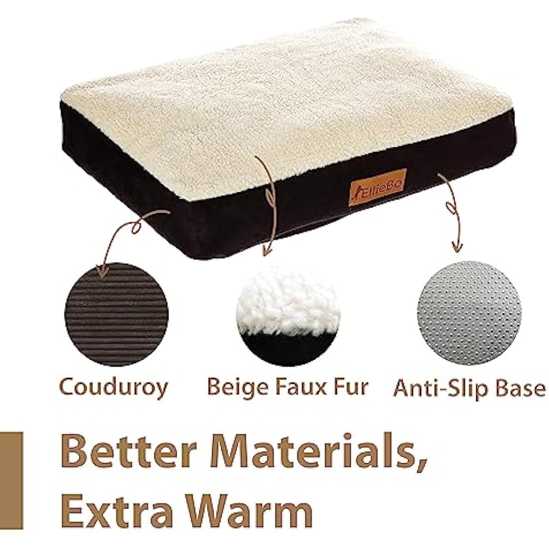Ellie-Bo Medium Dog Bed for 30-inch Dog Cage/Crate - Black Faux Suede/Sheepskin