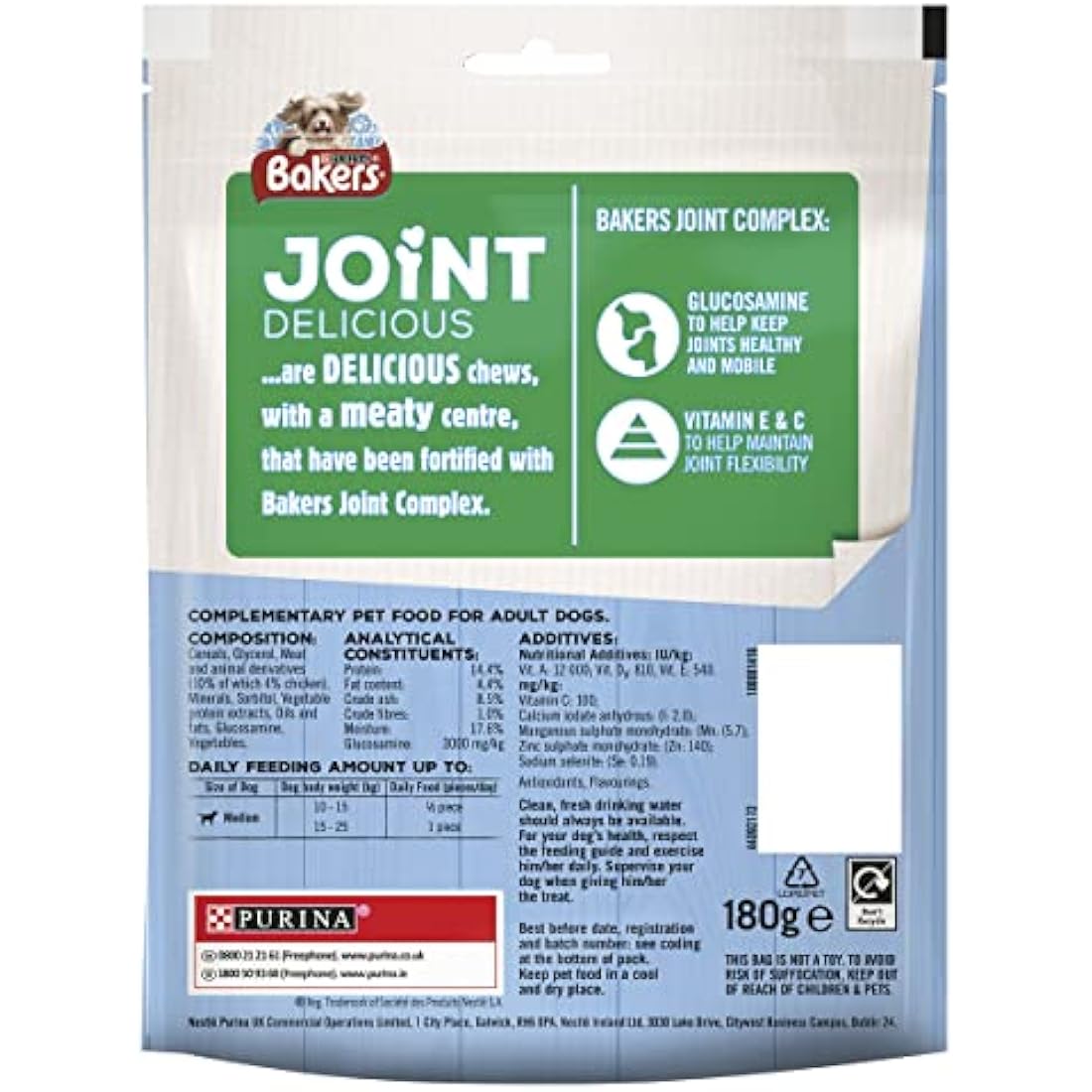 Bakers Joint Delicious Medium Chicken Dog Chews 180g (Pack of 6)