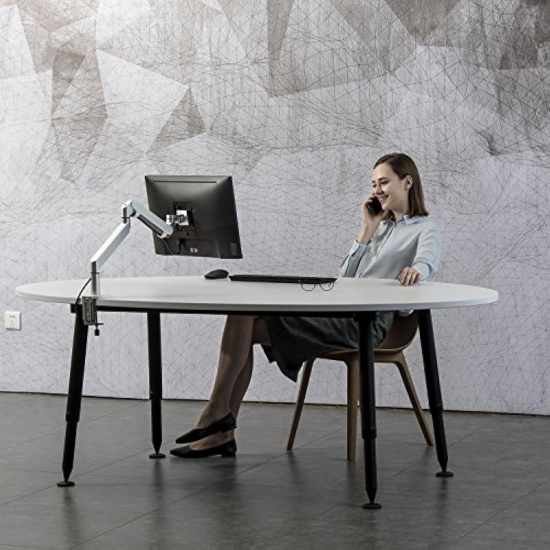 ThingyClub® Single Gas Spring LCD Arm Desk VESA Bracket & Monitor Arm Stand for 10"-27" Screens: Tilt up 90° /down 85°, Swivel left/right 180°, 360° Rotation (Single Arm - Silver)