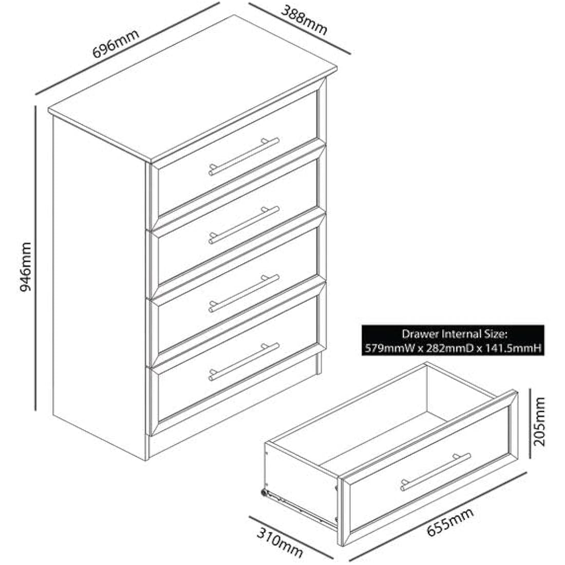 Galano Cleverton 4 Drawer Chest – Storage Cabinet for Bedroom, Hallway, or Entryway – Chest of Drawers & Closet Organizer – Kale Green/Oak Finish