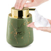 Marble Foam Soap Dispenser for Bathroom, Chic Ceramic Bottle, Gold Soap Dispenser Pump (Green)