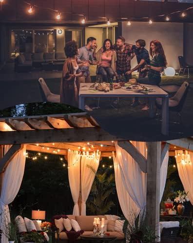 Zuske 45M/150FT Festoon Lights Outdoor Mains Powered, Garden String Lights with 73+3 LED Shatterproof Bulbs, IP65 Weatherproof for Outside Backyard Gazebo Porch Patio Cafe Bistro(Warm White)