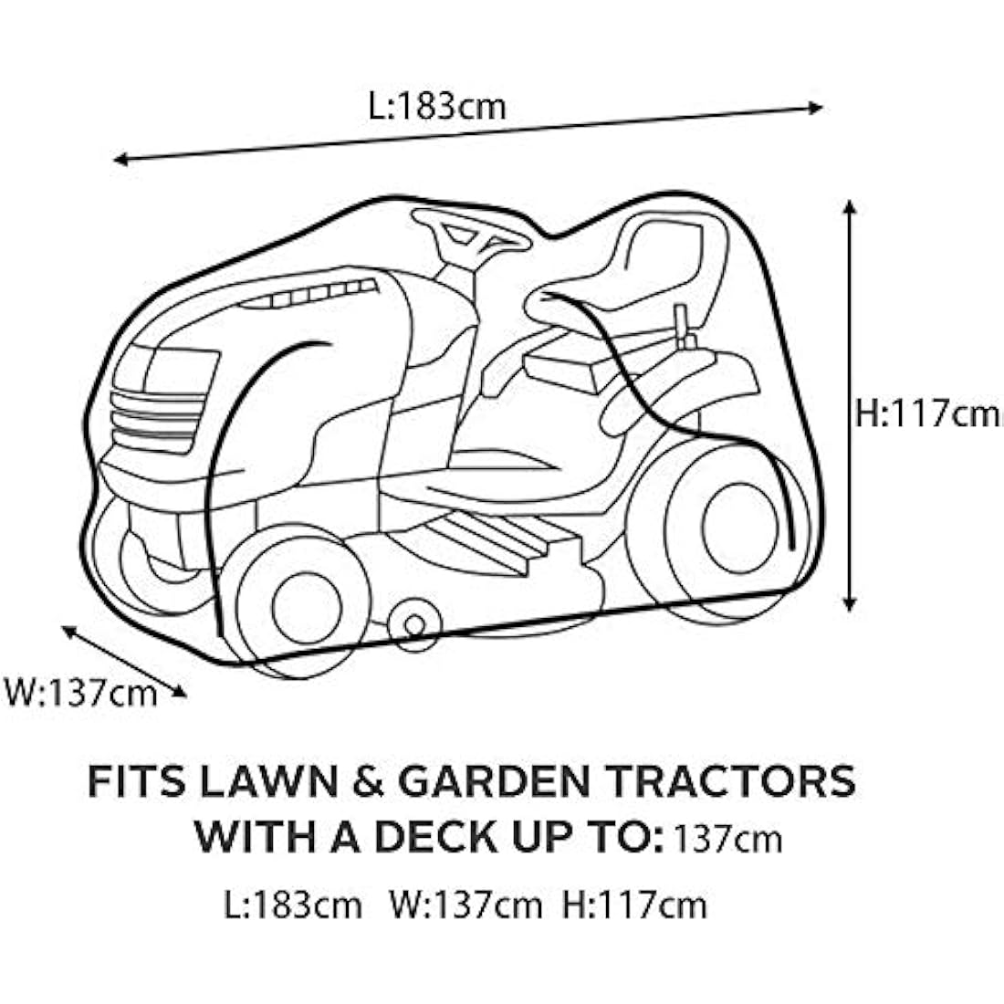 Tonhui Lawn Tractor Cover Outdoor Garden Tractor Waterproof Mower Cover 183 x 137 x 117cm