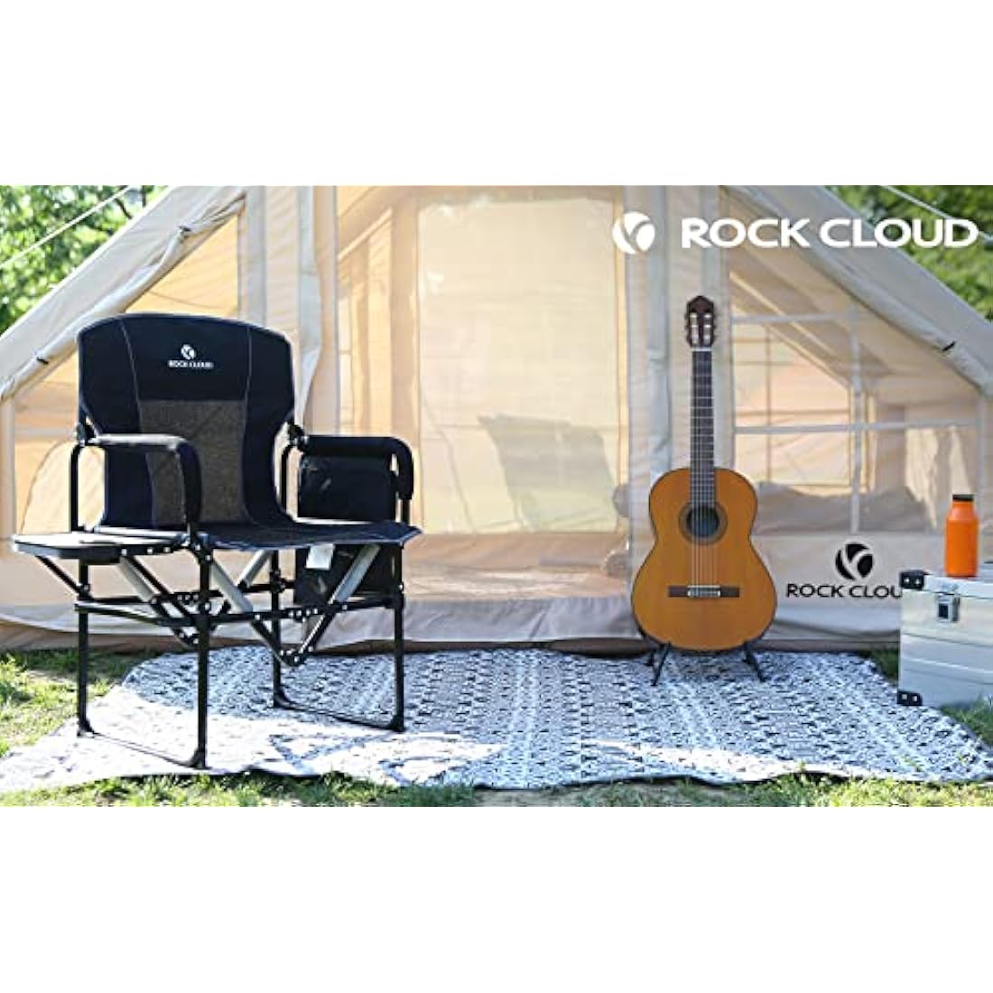 Rock Cloud Folding Camping Chair with Storage Pocket and Side Table Compact Portable Camp Chairs Outdoor for Camp Lawn Hiking Fishing Sports