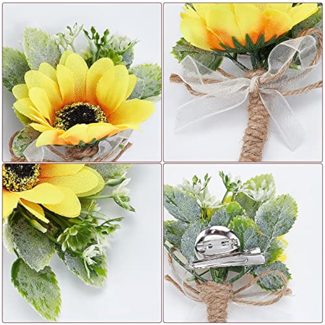 CRASPIRE 2 Pieces Sunflower Corsage Wedding Flowers Accessories Artificial Flower Yelloe Groom Groomsman Best Man Wedding Flowers Accessories for Groom Groomsmen Prom