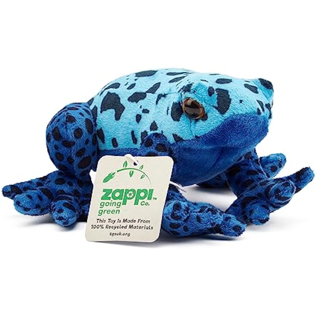 Zappi Co 100% Recycled Plush Poison Dart Frog Blue Toy (15cm Length) Stuffed Soft Cuddly Eco Friendly Animals Collection for Newborns – Lifelike & Realistic