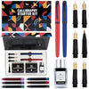 Wordsworth & Black Calligraphy Pen Set - Blue - Includes 2 Pens, 18 ML Ink Bottle, 60 Cartridges, 1 Medium & 4 Broad Nibs, Brush Pen - Calligraphy Kit for Beginners