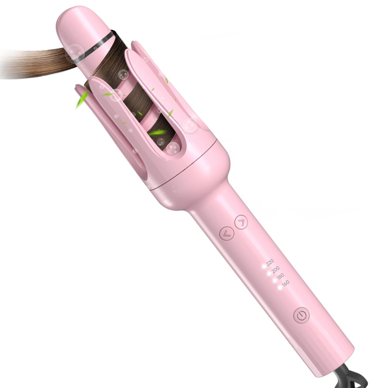 SCZND Automatic Hair Curler 32mm, Rotating Curling Wand with 4 Temperatures Timer, 2 in 1 Straightener and Curler for Medium Long Hair, Fast Heating