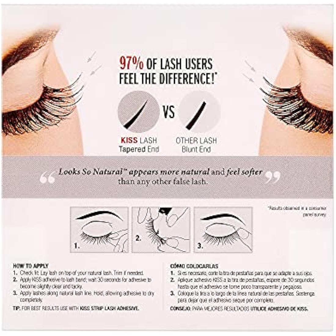 KISS Looks So Natural False Eyelashes Double Pack, Lightweight & Comfortable, Tapered End Technology, Reusable, Cruelty-Free, Contact Lens Friendly, Style 'Sultry', 2 Pairs Fake Eyelashes