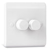 Dimmer Light Switch, Double Wall Dimmer Switch for LED, Halogen & Incandescent Bulbs, Trailing Edge Technology 2 Gang, 1 Way/2 Way Rotary Switch,