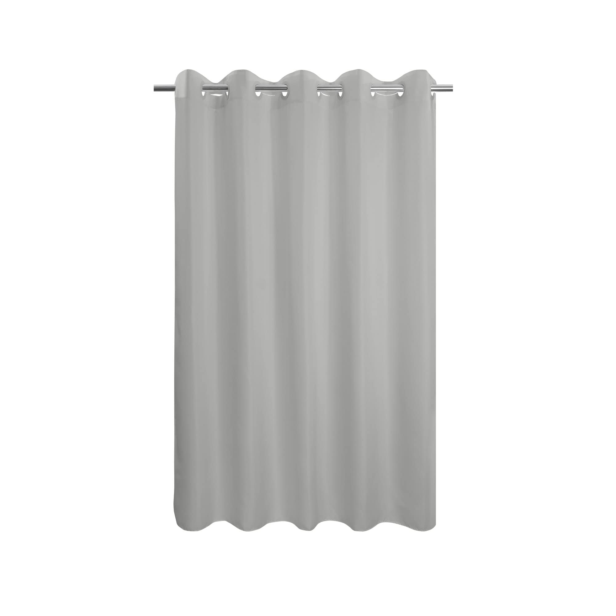 River Dream Grey Shower Curtain No Hooks, Soft Microfiber & Waterproof, 71x74, Fits Most Bathrooms
