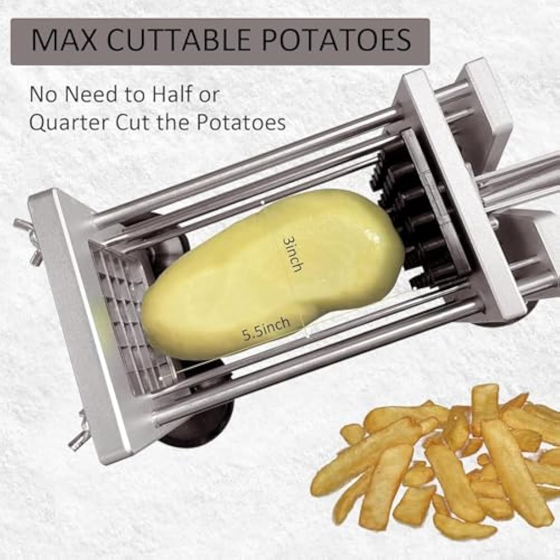 Chip Cutter Machine, Canirologas Professional Potato Chipper Stainless Steel French Fry Cutter with 1/2 inch Blade & 3/8 inch Blade for Potato Carrot Cucumber Vegatable