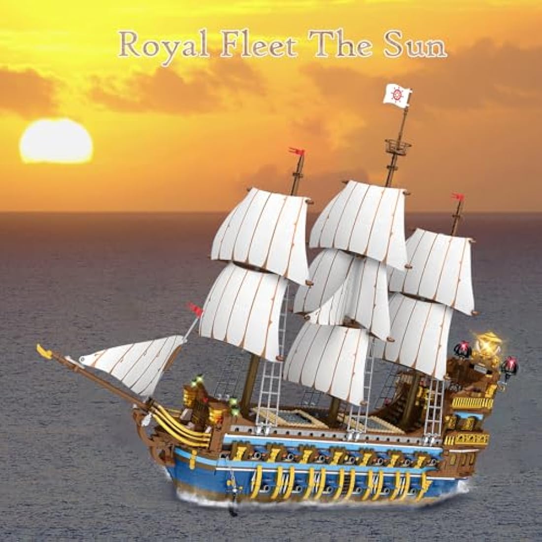 JMBricklayer Pirate Ship Building Blocks Sets, Gorgeous Royal Fleet Model with Tiered Design, 40103 Sail Boats Toys Kits Collection, Gifts for Adults Boys Kids 14+ (3162Pcs)