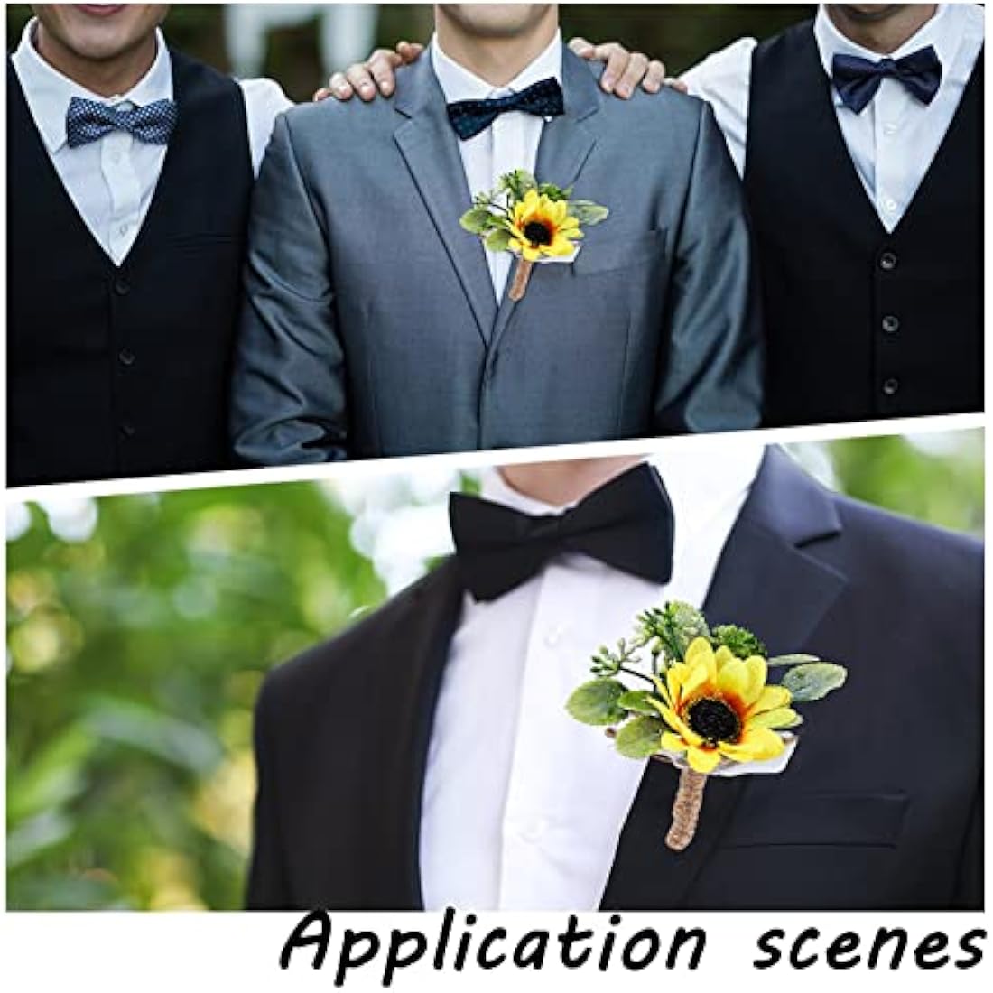 CRASPIRE 2 Pieces Sunflower Corsage Wedding Flowers Accessories Artificial Flower Yelloe Groom Groomsman Best Man Wedding Flowers Accessories for Groom Groomsmen Prom