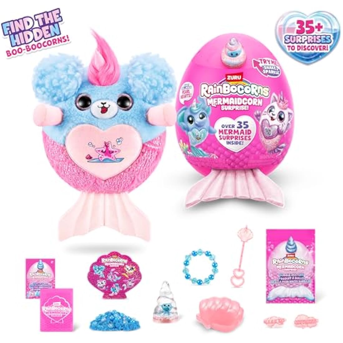 Rainbocorns Mermaidcorn Series 7 Sirena the Puppy - Collectible Plush - Mermaid Surprises, Cuddle Plush Stuffed Animal, Stickers (Puppy)
