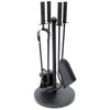 Fire Vida 5 Piece Warwick Fireplace Companion Set ? Black Cast Iron Fireside Tool Kit with Stand ? Includes Poker, Tongs, Shovel & Brush ? Ideal for