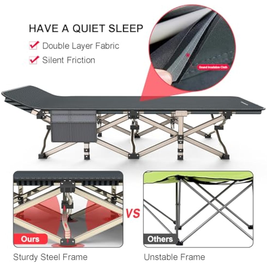 ATORPOK SHOP Camp Beds for Adults Comfortable, Tent Folding Cot for Sleeping, Lightweight Folding Bed with Carry Bag Supports 450 lbs, Office Nap and Beach Vocation