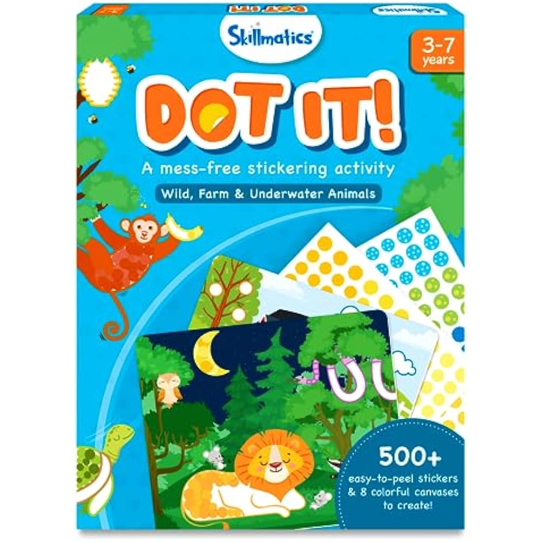 Skillmatics Dot It Sticker Art - Animals, Mess-Free Fun for Kids, 500+ Stickers, Craft Kits, DIY Activity, Travel Toys, Gifts for Boys & Girls Ages 3, 4, 5, 6, 7