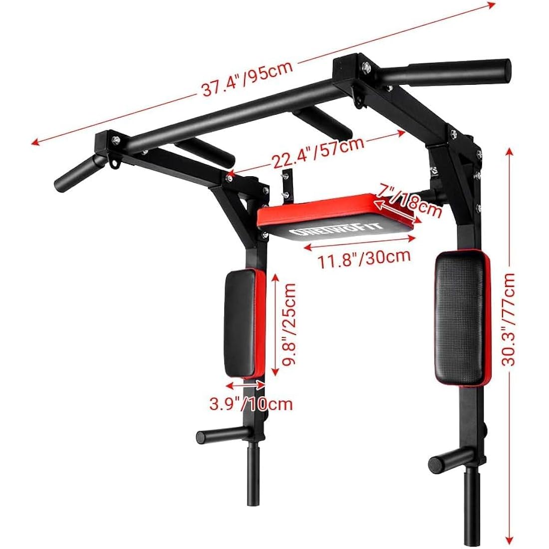 ONETWOFIT Multifunctional Wall Mounted Pull Up Bar/Chin Up bar, Dip Station for Indoor Home Gym Workout, Power Tower Set Training Equipment Fitness Dip Stand Supports to 440 Lbs