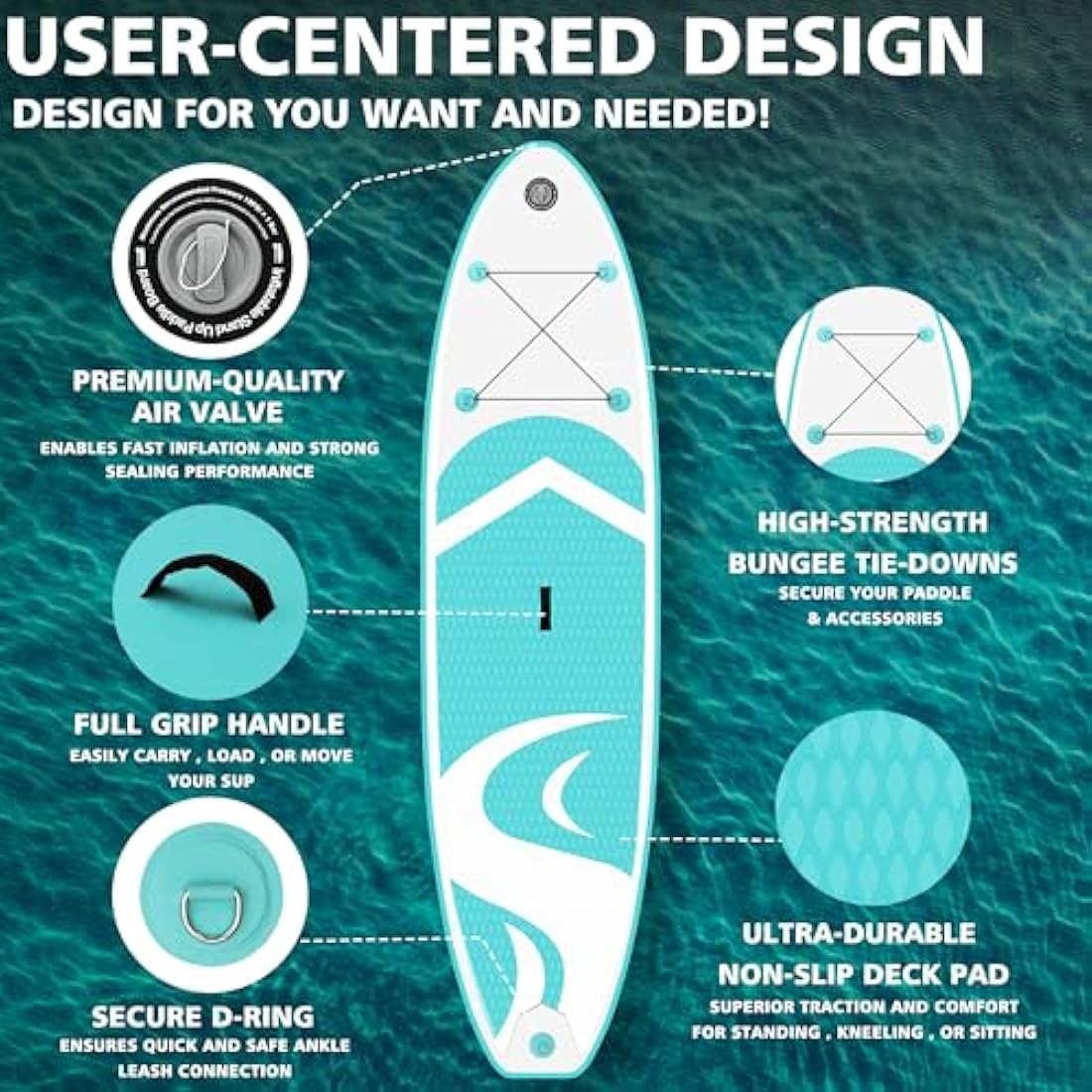 NO. 32 Inflatable Stand Up Paddle Board 10'x30"x6" Ultra-Light Inflatable Board | SUP Board Set Included Inflatable Paddle Board/Adj Paddle/Pump/Backpack/3 Fins/Leash/Non-Slip Deckpad/Repair Kit