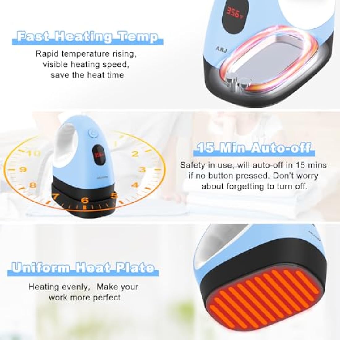 Mini Heat Press Machine, Mini Heat Transfer Iron Press, 3 Heat Settings & Visible Temp, Portable Heat Press Easy for Crafts, T-Shirt, Hats, Shoes, Bags, Cap, and Small HTV Vinyl Projects