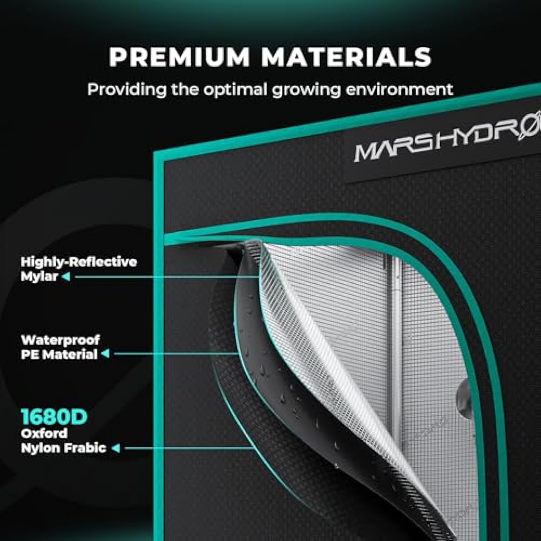 MARSHYDRO 120X60X180 CM Reflective Mylar Hydroponic Grow Tent Hydro Box Lightproof and Waterproof for Indoor Plant Growing