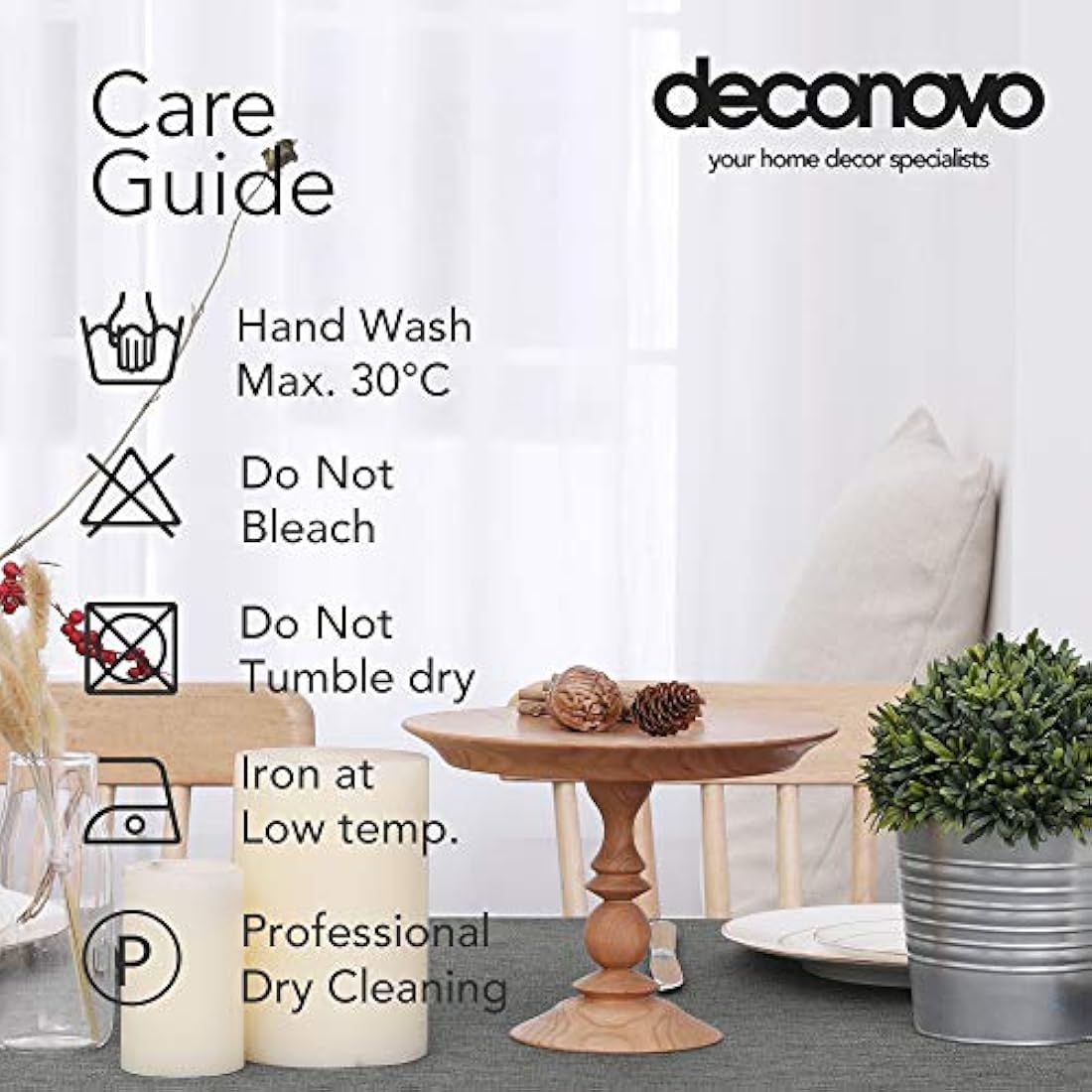 Deconovo Large Water Resistant Faux Linen Tablecloth Rectangle Table Cloth for Dinning 55x95in(140x240cm) Grey