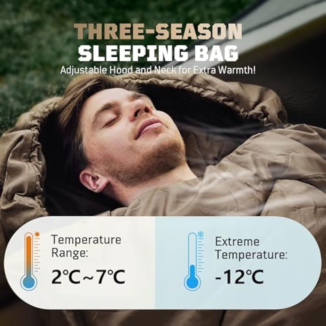Sleeping Bags for Adults & Kids, Backpacking Camping Sleeping Bag, Warm Cold Weather Sleeping Bag for Camping Hiking Outdoor Travel Hunting with Storage Bag, Coyote Brown