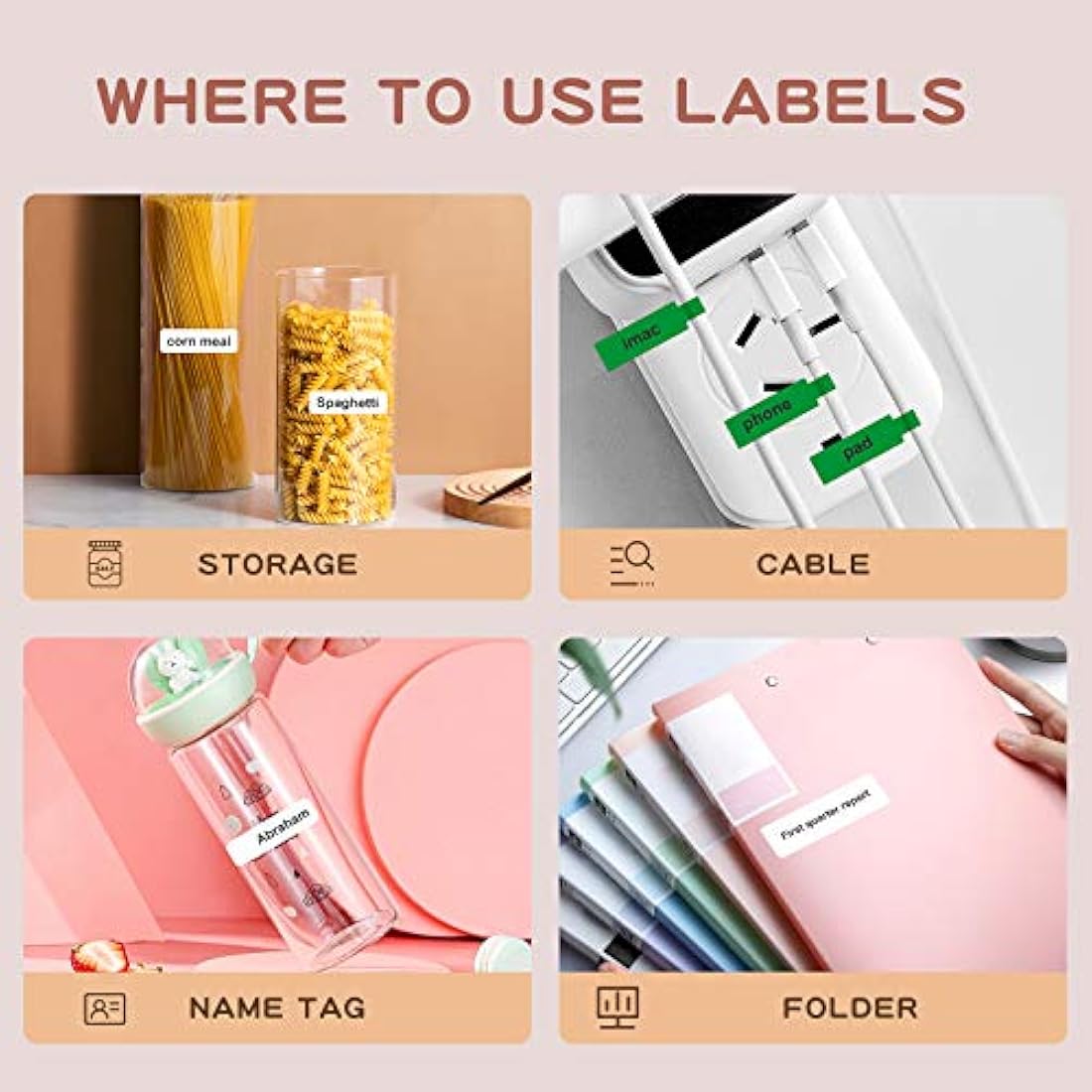 NIIMBOT Thermal Label Maker Paper 0.59"×1.18" White Stickers Waterproof Tear-Resistant Replacement for D11/D110/D101 Label Printer Office&Home 210 Labels/Roll (15×30mm)