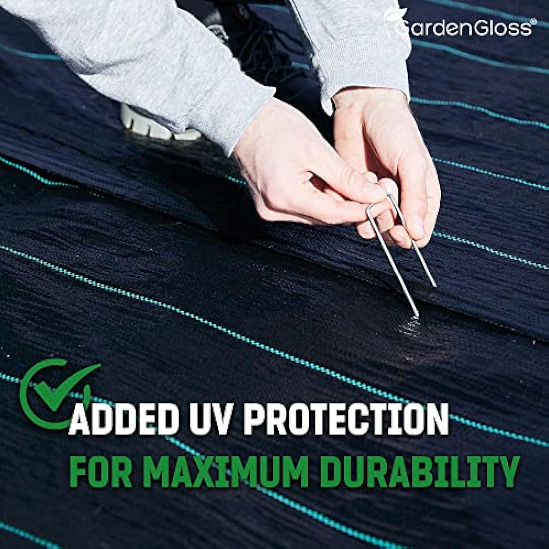 GardenGloss 30m2 Weed Control Membrane (100gsm) - Water Permeable and Tearproof Weed Barrier Fabric - Weed Control Fabric with High UV-Stabilisation (15m x 2m, folded)