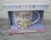 Fine China Mug - "Happy 60th" Presented in a Gift Box - Design by Abigail Mill
