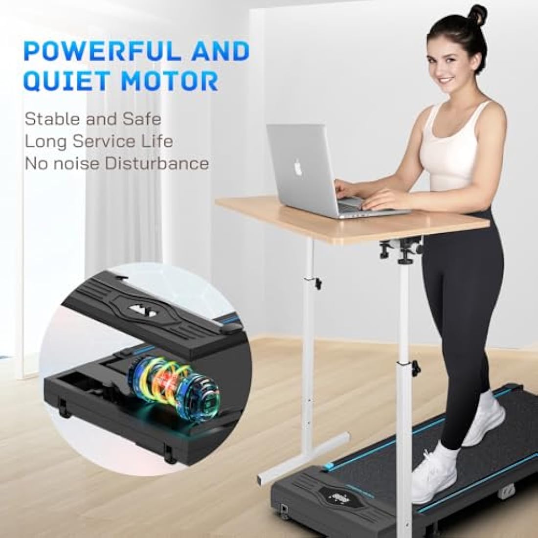Treadmill Under Desk Walking Pad with Remote Control and LED Display Compact Exercise Machine for Home/Office Jogging