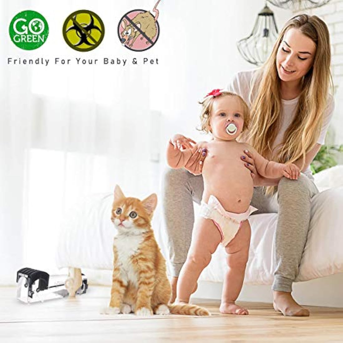 Mouse Trap, Humane Traps for Indoors, Rodent Control Trap High Sensitive No Kill, Mousetrap Friendly Kids & Pet, Professional Mice Catcher Reusable Easy to Use